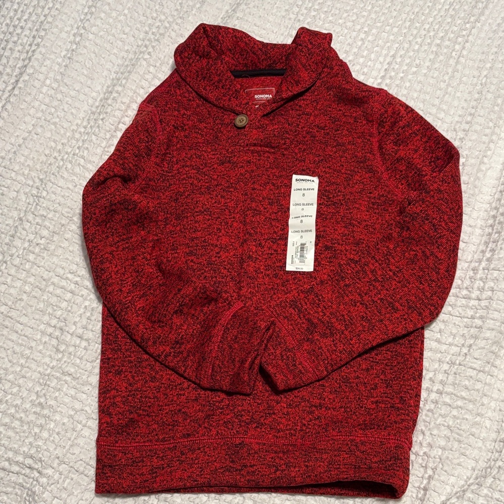 Sonoma Red Knit Sweater with Button Accent